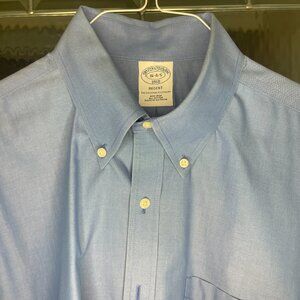 Brooks Brothers Mens Dress Shirt 16 34/35 Blue Button Down Non Iron Regent Fit